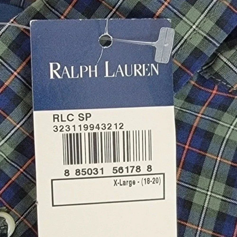 Polo Ralph Lauren Boys Long Sleeve Plaid Button-Down‎ Shirt Size XL (18-20) NEW